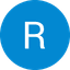 White letter R centered inside a solid blue circle